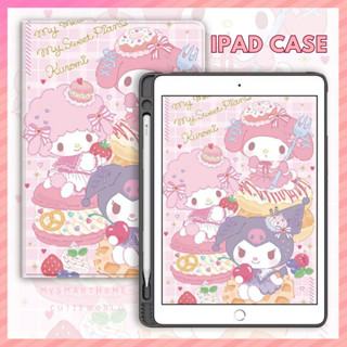 SANRIO เคสแท็บเล็ต หนัง PU ลายซานริโอ้น่ารัก พร้อมช่องใส่ดินสอ สีชมพู สําหรับ Ipad 9th Generation Ipad Air 4 5 Ipad Mini 2 3