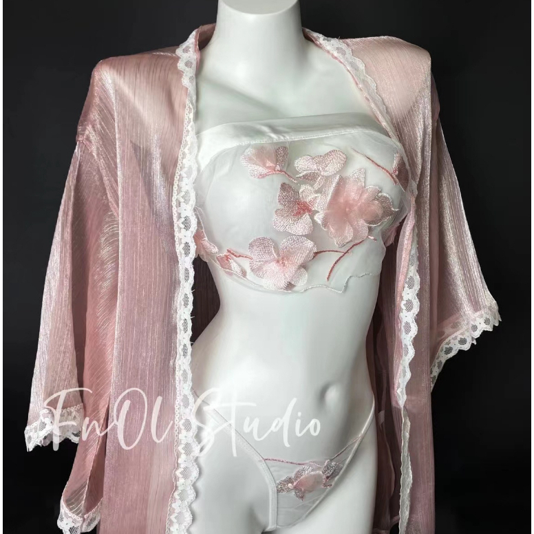 {FnOl Studio} Taozhiyao สไตล์โบราณเซ็กซี่ชุดชั้นในเซ็กซี่ Tulle ดูผ่าน Halter คอสไตล์โบราณ Bellyband