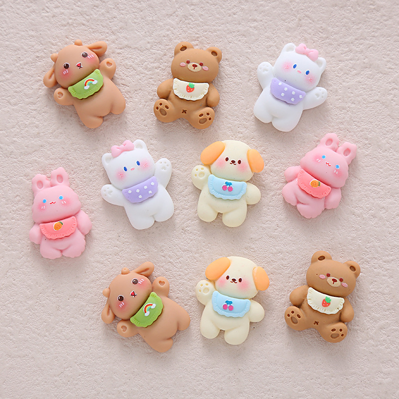 ผ้ากันเปื้อนเรซิ่น ลายการ์ตูนสัตว์ หมี กระต่าย แฮนด์เมด DIY อุปกรณ์เสริม สําหรับทําผม กิ๊บติดผม เคสโทรศัพท์ DIY