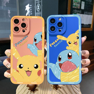 เคสโทรศัพท์มือถือ ขอบสี่เหลี่ยม ลายปิกาจู สําหรับ iPhone 14 Plus 13 Pro Max 12 iPhone 11 XR 8 7 SE 2022