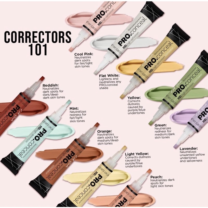 ☪ 23 สี la girl pro concealer ถูกที่สุด คอนซีลเลอร์ LA Girl HD Pro la girl pro conceal corrector