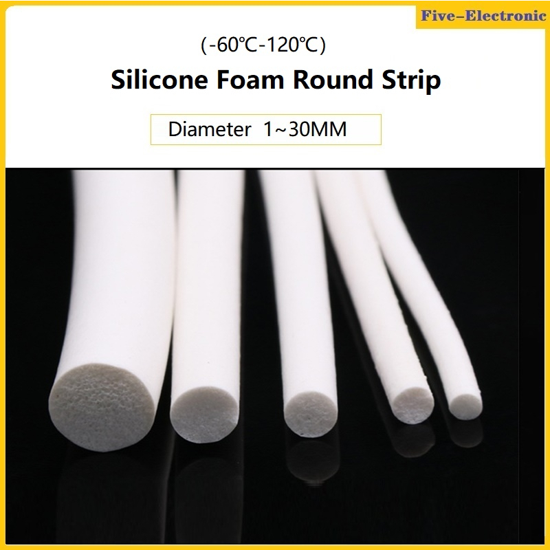 1/5/10Meter Silicone Foam Round Strip Dia 1/1.5/2/2.5/3/3.5/4/5~25mm Sealing Gasket Sponge Strip Soundproof Seal White แถบโฟมซิลิโคน ทรงกลม เส้นผ่าศูนย์กลาง 1 1.5 2 2.5 3 3.5 4 5~25 มม. สีขาว