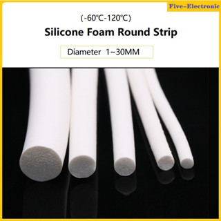 1/5/10Meter  Silicone Foam Round Strip  Dia 1/1.5/2/2.5/3/3.5/4/5~25mm  Sealing Gasket Sponge Strip Soundproof Seal White แถบโฟมซิลิโคน ทรงกลม เส้นผ่าศูนย์กลาง 1 1.5 2 2.5 3 3.5 4 5~25 มม. สีขาว