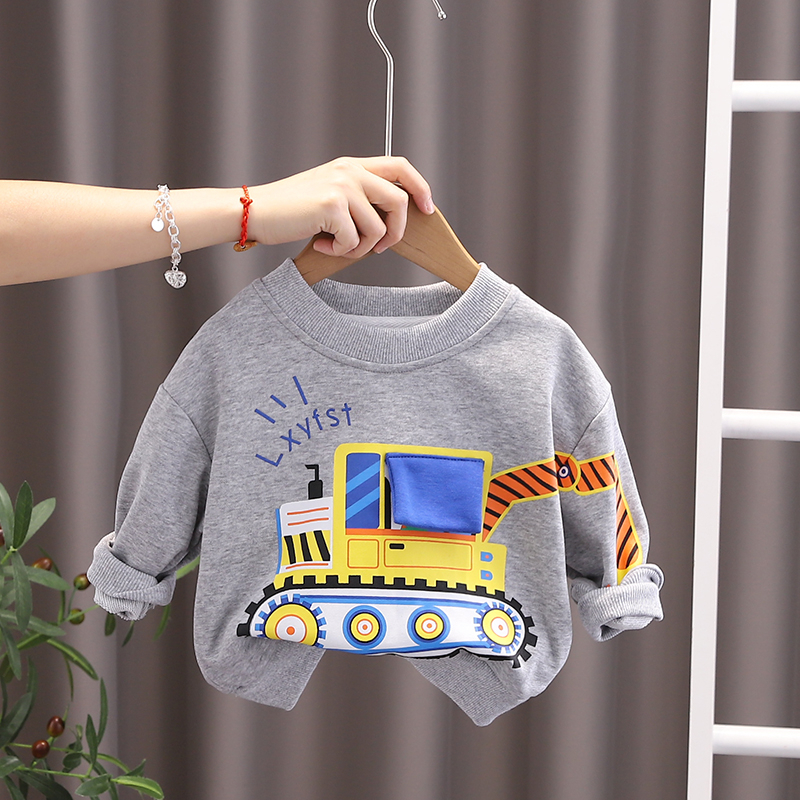 เสื้อกันหนาว คอกลม แขนยาว มีฮู้ด พิมพ์ลายรถยนต์น่ารัก สําหรับเด็กผู้หญิง และเด็กผู้ชาย