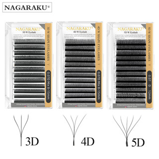 Nagaraku ขนตาปลอม 3D ขนนิ่ม ดูเป็นธรรมชาติ รูปตัว W ดอกไม้