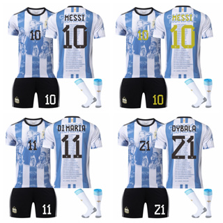 เสื้อกีฬาแขนสั้น ลายทีมชาติฟุตบอล Argentina World Cup Champion Edition 2022 ชุดเหย้า สําหรับเด็ก และผู้ใหญ่