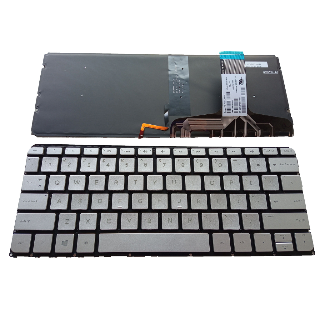 Silver US Backlit คีย์บอร์ดสําหรับ HP Spectre 13t-v000 13t-v100 13-v000 13-v100