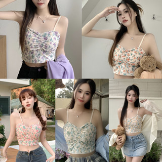 【พร้อมส่ง】เสื้อสายเดี่ยว คอวี เอวสูง ปักลายดอกไม้ ขนาดเล็ก แฟชั่นฤดูร้อน สําหรับผู้หญิง