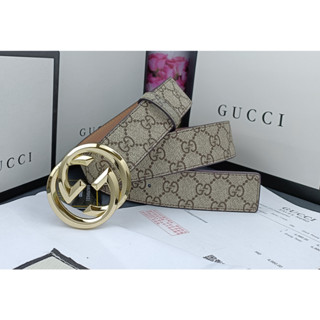 พร้อมส่ง Gucci เข็มขัดหนังวัวแท้ ลายตัวอักษร ขนาดใหญ่ สไตล์นักธุรกิจ สําหรับผู้ชาย