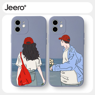 Jeero เคสคู่ เคสไอโฟน คู่รัก กันกระแทกซิลิโคนนุ่มน่ารักตลก เคสโทรศัพท์ Compatible for iPhone 15 14 13 12 11 Pro Max SE 2020 X XR XS 8 7 6 6S Plus พลัส HFF2934