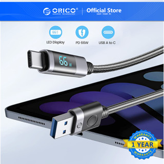 Orico สายชาร์จ USB 66W 6A ชาร์จเร็ว สําหรับ Huawei P40 LED Data USB C Phone Cable For Xiaomi Mi 10 Samsung S2(LDA2C)