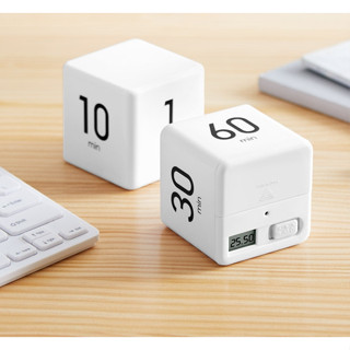 [DOUBLE] Cube Timer Alarm Clock for Study Workout Timer w/ LED Display Reminder, Time Management White Kitchen Timer