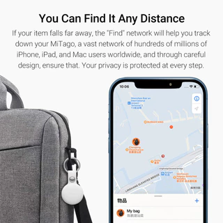 MiLi Mitag เครื่องติดตามบลูทูธ Smart Tag ค้นหากุญแจ และตําแหน่งสัตว์เลี้ยง สําหรับกุญแจ กระเป๋า และอื่น ๆ ระยะสูงสุด 120 เมตร กันน้ํา เข้ากันได้กับ iOS