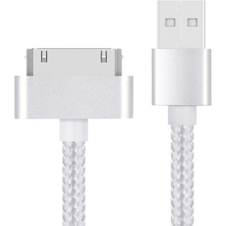 สายชาร์จ ซิงค์ไนล่อนถัก USB 2.0 ความเร็วสูง 3 ฟุต สีเงิน สําหรับ Apple iPhone 4 4s 3G 3GS 2G iPad 1 2 3 iPod Touch iPod Nano