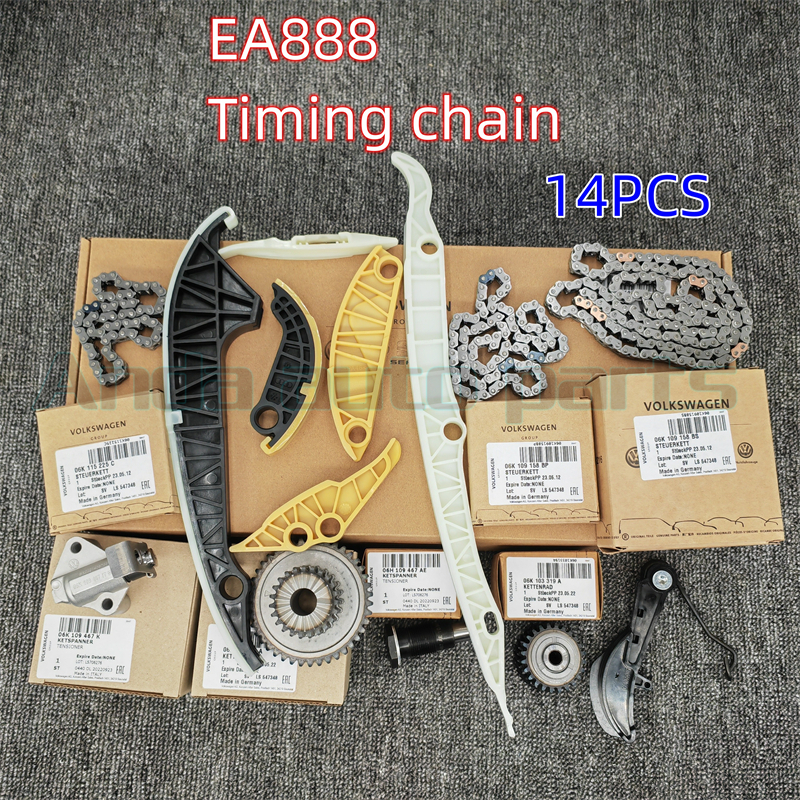 โซ่ไทม์มิ่งโฟล์คสวาเก้น 14 ชิ้น EA888 ส่วนประกอบโซ่ไทม์มิ่ง 06h198229A Passat Jetta View mk6 A4LB8 โ