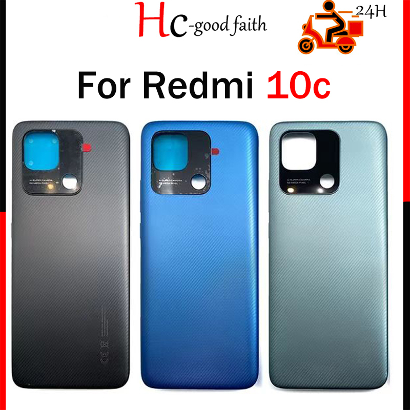 ใหม่ ฝาครอบแบตเตอรี่ด้านหลัง พร้อมโลโก้ แบบเปลี่ยน สําหรับ Xiaomi Redmi 10C