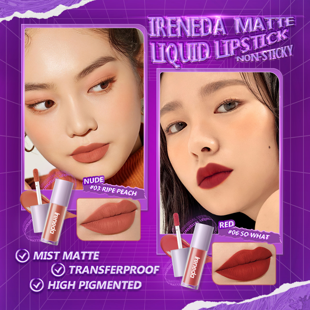 Ireneda ลิปสติก เนื้อแมตต์ กันน้ํา ติดทนนาน ให้ความชุ่มชื้น