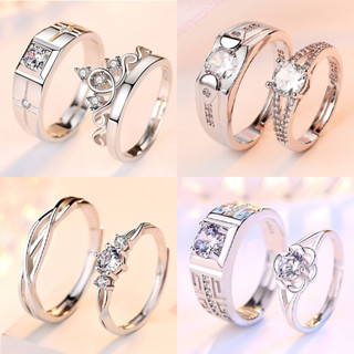 【Y&X】แหวนเงิน 925 ประดับเพชรคริสตัล ปรับได้ สําหรับผู้ชาย แล…