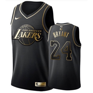 Nba Los Angeles Lakers No. 24 Kobe Bryant black golden basketball jersey