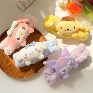 ที่คาดผม ผ้ากํามะหยี่ขนนิ่ม ลายการ์ตูน Sanrio Kuromi Jade Gui Dog น่ารัก ล้างหน้า สําหรับเด็กผู้หญิง