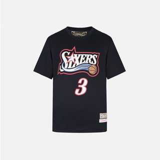 เสื้อยืดแขนสั้นลําลอง คอกลม ผ้าฝ้าย พิมพ์ลาย Mitchell &amp; Ness Iverson สไตล์วินเทจ สําหรับผู้ชาย และผู้หญิง