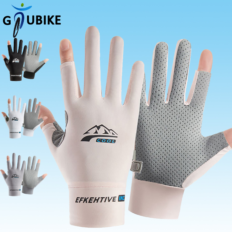 Gtubike ถุงมือ ผ้าเรยอน กันแดด ระบายอากาศ กันลื่น ป้องกันรังสียูวี สําหรับผู้หญิง ผู้ชาย เล่นกีฬา ขี่จักรยาน วิ่ง ตกปลา – โปรปัง