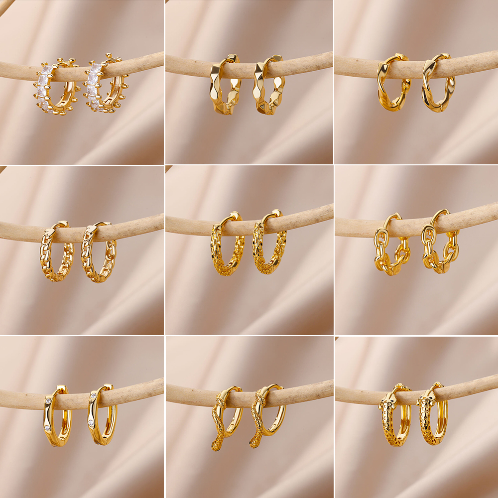 Kaijiang anting-anting Warp Hoop ต่างหูผู้หญิง Creative Chain ต่างหูสแตนเลสงูรูปต่างหู Cincin Telinga Charm เครื่องประดับแฟชั่นอุปกรณ์เสริม