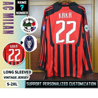 เสื้อกีฬาแขนยาว ลายทีมชาติฟุตบอล AC Milan 07-08 ชุดเหย้า ไซซ์ S-2XL