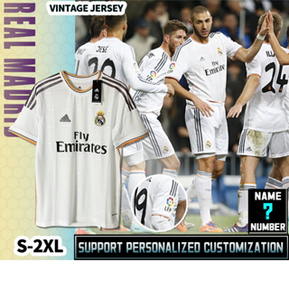 เสื้อกีฬาแขนสั้น ลายทีมฟุตบอล Real Madrid 13-14 ชุดเหย้า ไซซ์ S-2XL