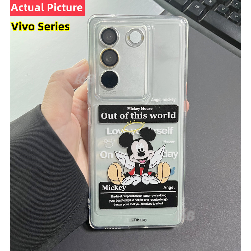 เคส Vivo V27 V23 5G เคส Vivo V25 V27 Pro V23E 5G เคส Vivo Y33S Y33T Y21T Y21 T1X Case การ์ตูนมิกกี้ Space โทรศัพท์มือถือแบบใส หนา กันกระแทก กันรอยกล้อง ลายอวกาศ หรูหรา สําหรับ
