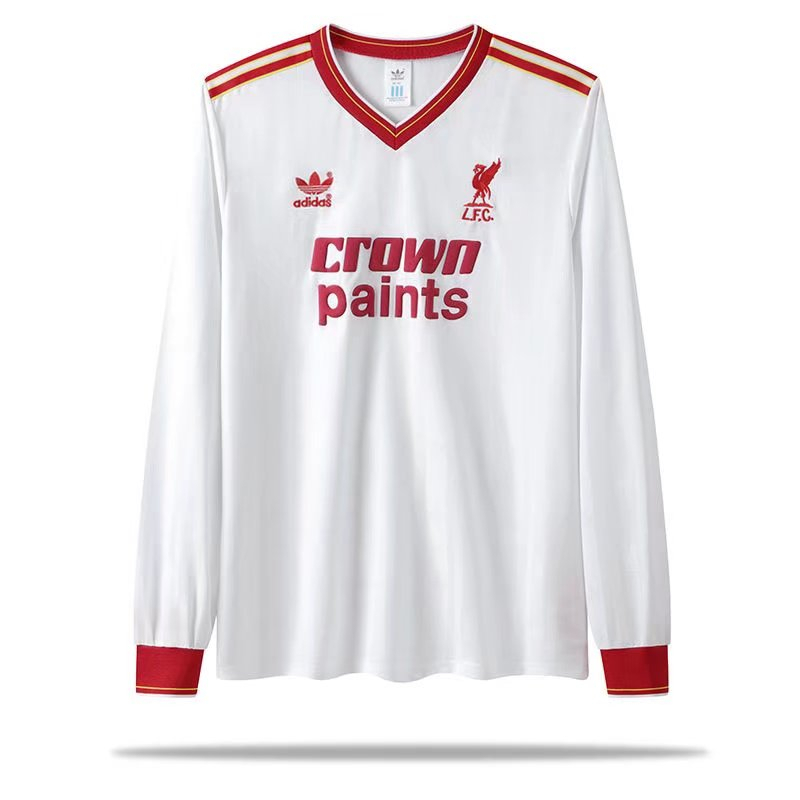 1985-87 Liverpool Away White Soccer Jersey Men Long/Short Sleeves Shirt Football Top