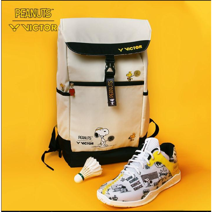 Snoopy Badminton Bag Backpack VICTOR Wickto BR-SN Men Women Racket Sports Training Joint Limited Edition Warm White Casual, นักเรียน, กระเป๋านักเรียน, การ์ตูน, น่ารัก