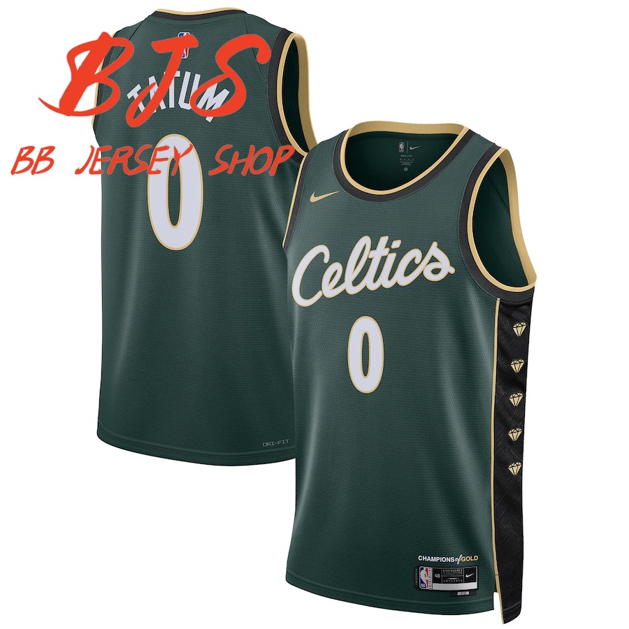 เสื้อกีฬาบาสเก็ตบอล ลายทีม Boston Celtics No.0 23/24 ชุดเหย้า สีเขียว