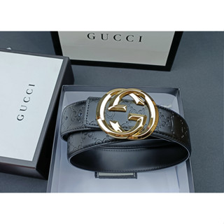 เข็มขัดหนัง Gucci หัวเข็มขัดอัตโนมัติ สีทอง สไตล์นักธุรกิจ สําหรับผู้ชาย