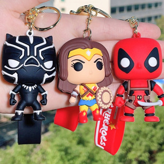 Funko pop Marvel ซูเปอร์ฮีโร่ กัปตันอเมริกา / สไปเดอร์แมน / ไอรอนแมน / แบทแมน / สไปเดอร์แมน ของเล่นพวงกุญแจคู่รักกระเป๋าจี้