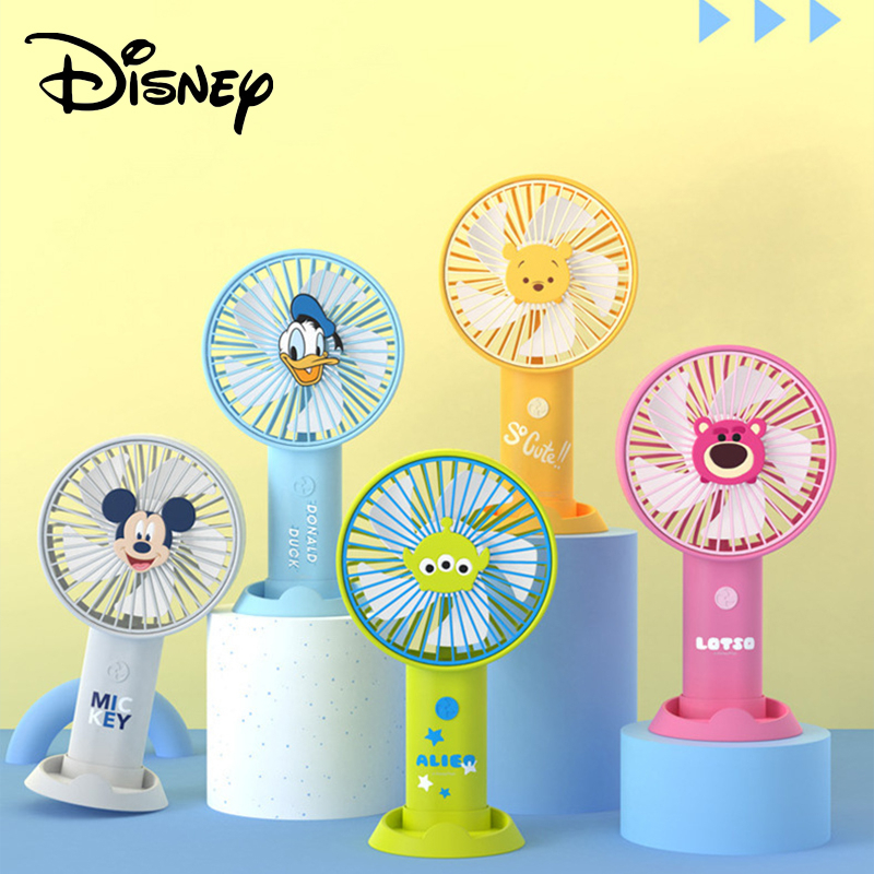 Disney Pixar JS-0108 2-in-1 พัดลมมือถือ ขนาดเล็ก แบบพกพา ลายมิกกี้ สติตช์ Lotso Donald Alien Winnie The Pooh