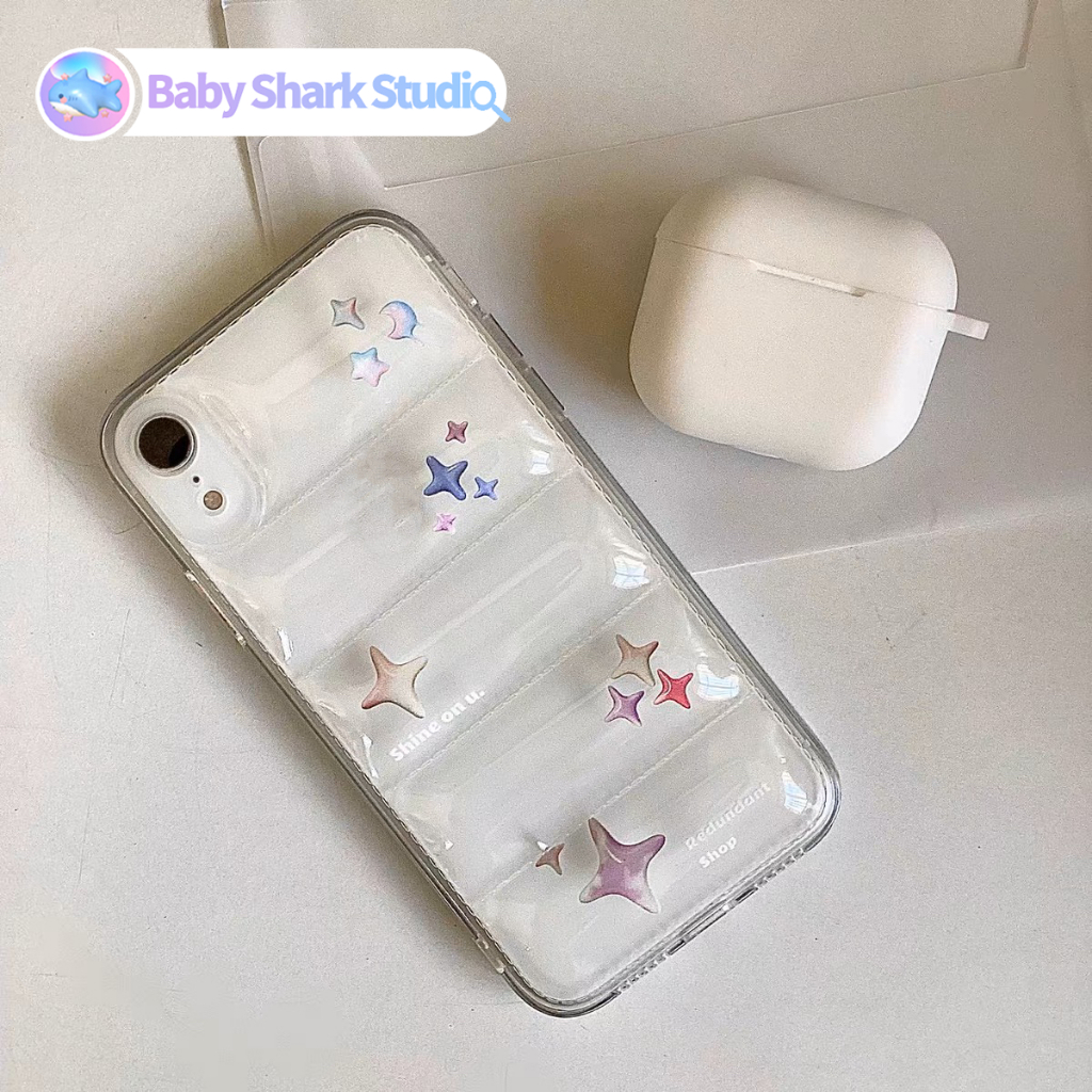โปร่งใส เบาะลม เคสโทรศัพท์มือถือ กันกระแทก ลายดาว เคสไอโฟน สําหรับ Apple iPhone 14 Plus 11 12 Pro Max 13 y2k case เคส ใส เคสนิ่ม น่ารัก สวย ความงาม เคส ไอ โฟน เคส โทรศัพท์ กรณี