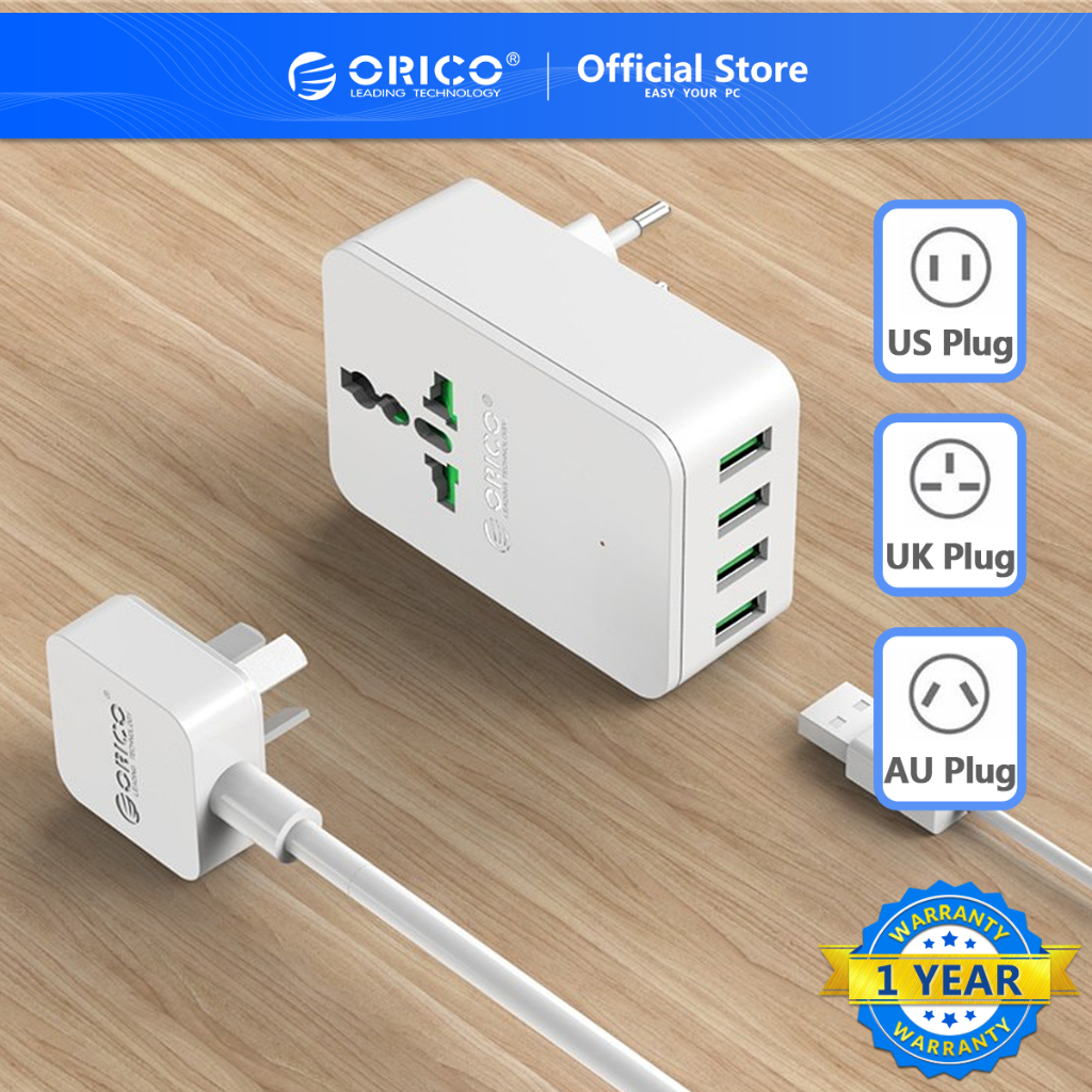 Orico Multi-function Converteror AC Socket Power Plug Adapter พร้อมพอร์ตชาร์จ US