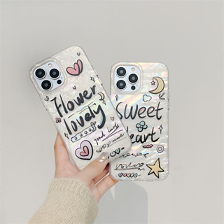 เคสโทรศัพท์มือถือ TPU กันลื่น ลายดวงจันทร์ หัวใจ ภาษาอังกฤษ สําหรับ iPhone 14 Promax 13 Pro max 12 11