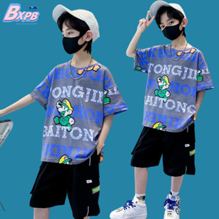 Bxpb- ชุดกีฬา เสื้อแขนสั้น และกางเกง ทรงหลวม คุณภาพสูง สไตล์เกาหลี สําหรับเด็ก 110-170 2 ชิ้น