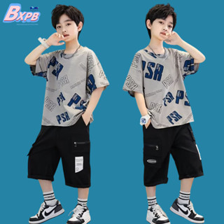 Bxpb- ชุดกีฬา เสื้อแขนสั้น และกางเกง ทรงหลวม คุณภาพสูง สไตล์เกาหลี สําหรับเด็ก 110-170 2 ชิ้น