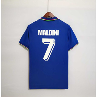 เสื้อกีฬาแขนสั้น ลายทีมชาติฟุตบอล Italy MALDINI 1990 ชุดเหย้า คุณภาพสูง สไตล์เรโทร