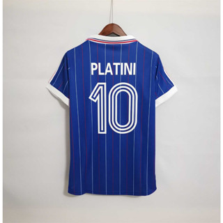 เสื้อกีฬาแขนสั้น ลายทีมชาติฟุตบอล France PLATINI 1982 ชุดเหย้า คุณภาพสูง สไตล์เรโทร