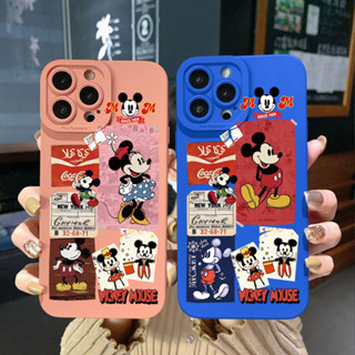 เคสโทรศัพท์มือถือ ขอบสี่เหลี่ยม ลายมิกกี้ มินนี่น่ารัก สําหรับ iPhone 14 Plus 13 Pro Max 12 iPhone 11 XR 8 7 SE 2022