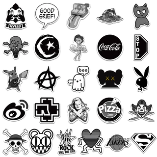 สติ๊กเกอร์ พังก์ เจดีเอ็ม, สติ๊กเกอร์กันน้ําสีดําสีขาว 50 ชิ้น, สติ๊กเกอร์แล็ปท็อปความงามสําหรับรถจักรยานยนต์