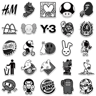 สติ๊กเกอร์ พังก์ เจดีเอ็ม, สติ๊กเกอร์กันน้ําสีดําสีขาว 50 ชิ้น, สติ๊กเกอร์แล็ปท็อปความงามสําหรับรถจักรยานยนต์
