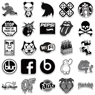 สติ๊กเกอร์ พังก์ เจดีเอ็ม, สติ๊กเกอร์กันน้ําสีดําสีขาว 50 ชิ้น, สติ๊กเกอร์แล็ปท็อปความงามสําหรับรถจักรยานยนต์