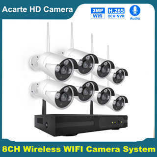 Acarte camera system kit ชุดกล้องวงจรปิดไร้สาย Wifi 8CH NVR H.265+ กล้องรักษาความปลอดภัยเสียง P2P 8 ชิ้น