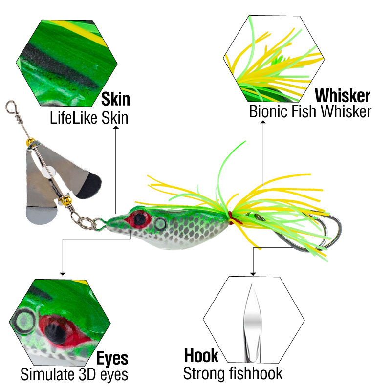 เหยื่อตกปลา รูปกบ 3D 13.5 ซม. 9 กรัม พร้อมตะขอคู่ 1 ชิ้น - รูปที่ 5