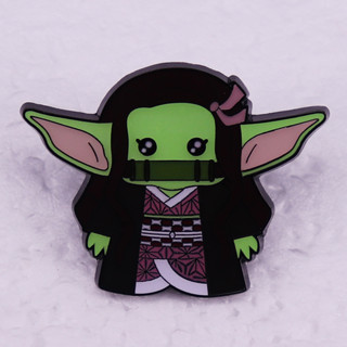 เข็มกลัด รูปการ์ตูนอนิเมะ Star Wars Baby Yoda and Demon Slayer Kamado Nezuko Mashup